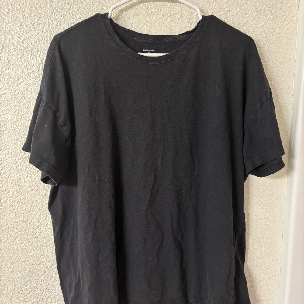 Abercrombie & Fitch Black Crew Neck Boyfriend Short Sleeve Tee